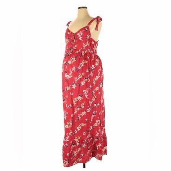 INGRID AND ISABEL RED FLORAL MATERNITY DRESS - Picture 2 of 11